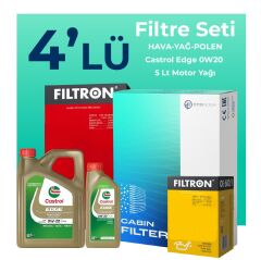 Filtron Skoda Octavia 1.5 Benzinli E-Tec Filtre Bakım Seti Castrol Motor Yağlı (2020-2024) 4 Lü