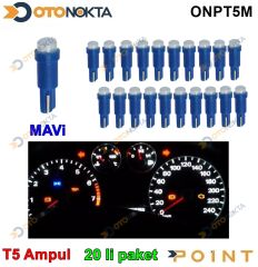 AMPÜL GÖSTERGE LEDLİ T5 MAVİ PAKET 20 Lİ POİNT