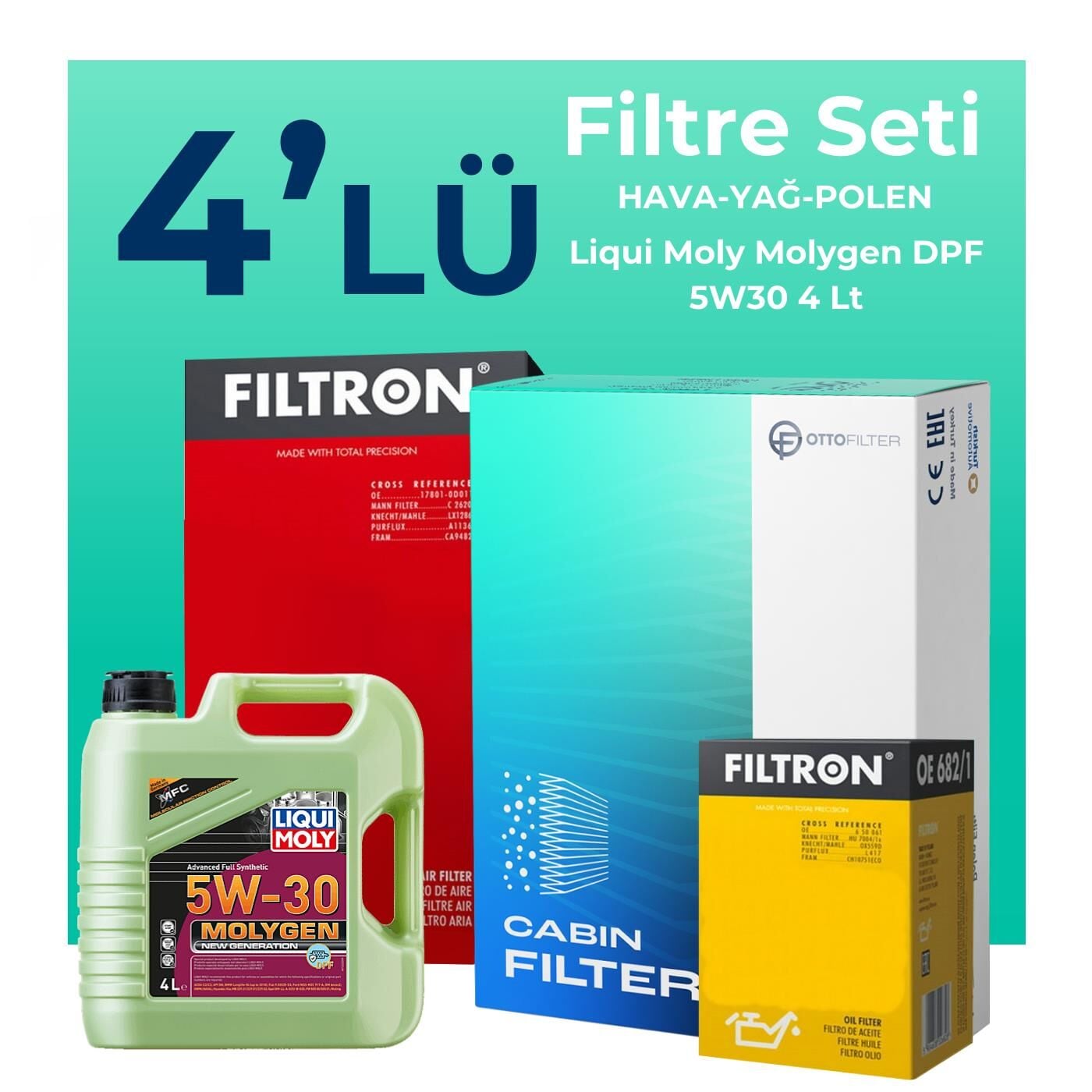 Filtron Mitsubishi Attrage 1.2 Filtre Bakım Seti Liqui Moly Motor Yağlı (2015-2018) 4 Lü