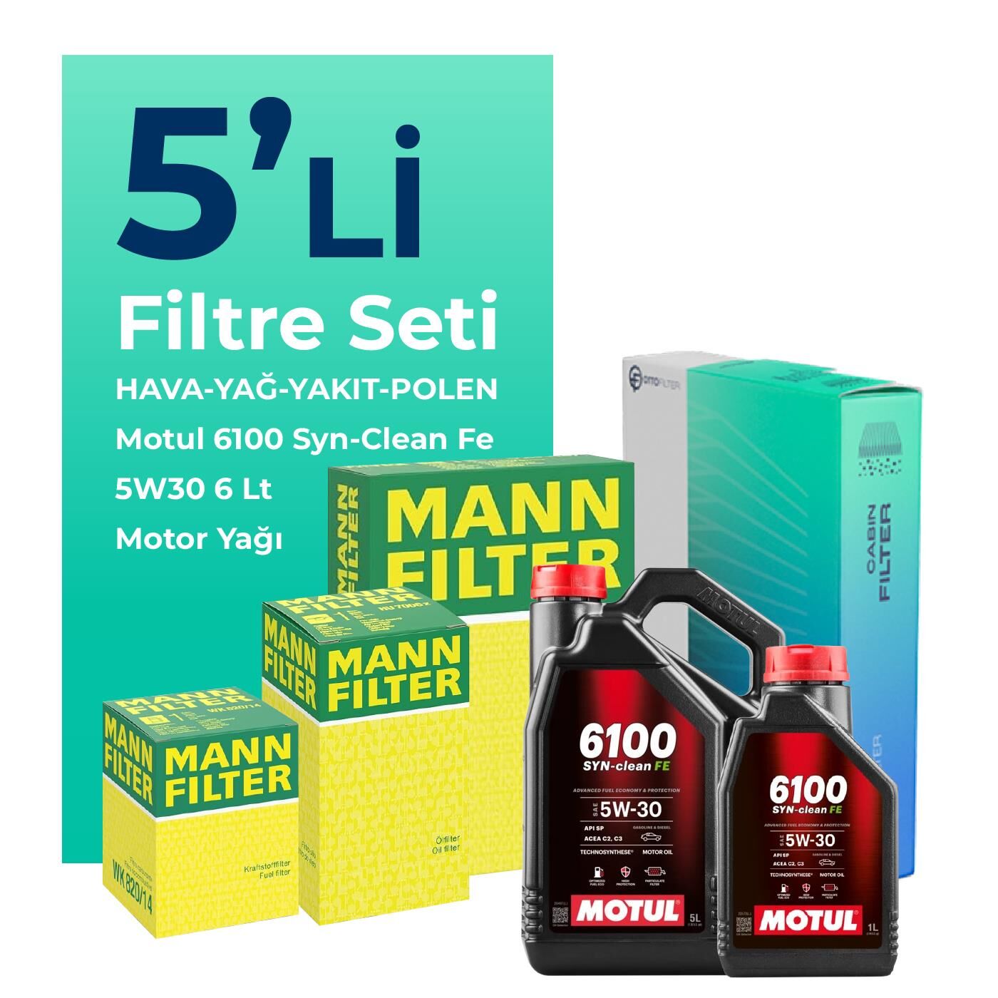 MANN Isuzu D-Max 2.5 Filtre Bakım Seti Motul Motor Yağlı (2012-2017) 5 Li