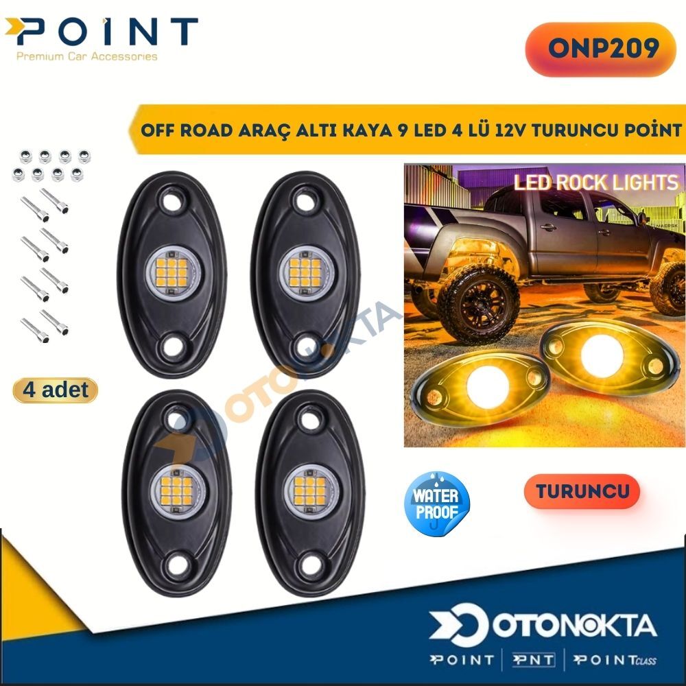 OFF ROAD ARAÇ ALTI KAYA 9 LED 4 Ü 12V TURUNC POİNT