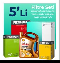 Filtron Volkswagen Caddy 2.0 Dizel Filtre Bakım Seti Shell Motor Yağlı (2020-2025) 5 Li