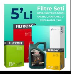 Filtron Ford C-MAX 1.5 Dizel Filtre Bakım Seti Castrol Motor Yağlı (2015-2019) 5 Li