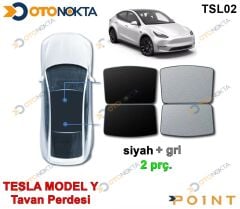 TESLA TAVAN PERDESİ MODEL Y SİYAH GRİ 2 PRÇ İTHAL