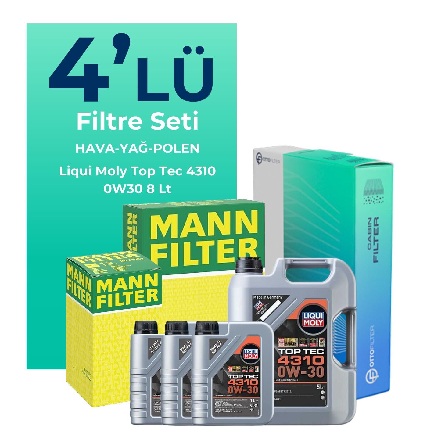 MANN Land Rover Discovery Sport 2.0 Dizel Filtre Bakım Seti Liqui Moly Motor Yağlı (2014-2021) 4 Lü