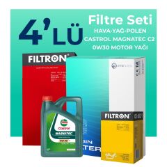 Filtron Jeep Compass 1.3 Hybrid Filtre Bakım Seti Castrol Motor Yağlı (2020-2024) 4 Lü