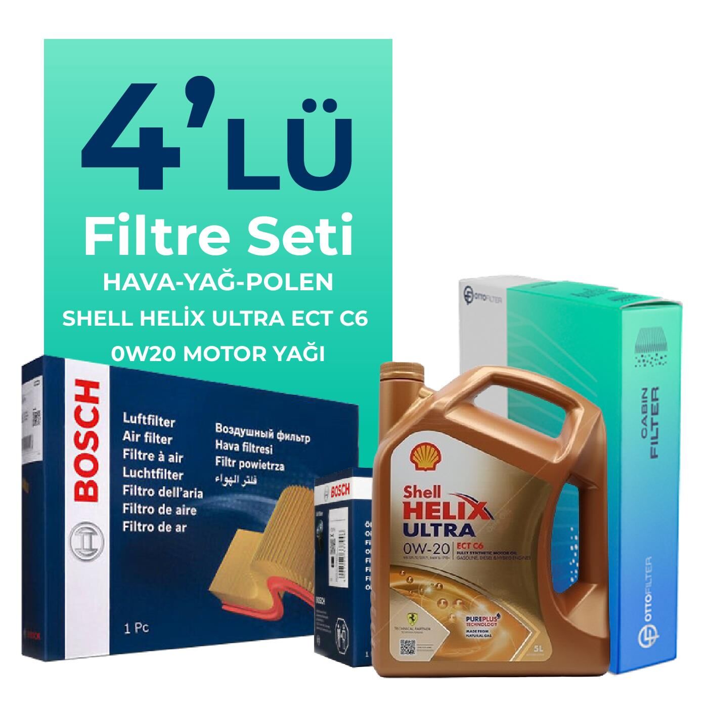 BOSCH Mercedes Vito 114 CDI 2.0 Dizel Filtre Bakım Seti Shell Motor Yağlı (2019-2024) 4 Lü