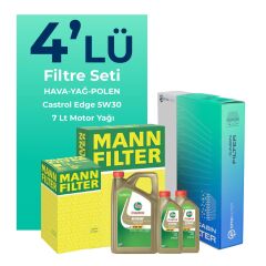 MANN BMW Z4 3.0i sDrive 258 HP Filtre Bakım Seti Castrol Motor Yağlı (2009-2012) 4 Lü
