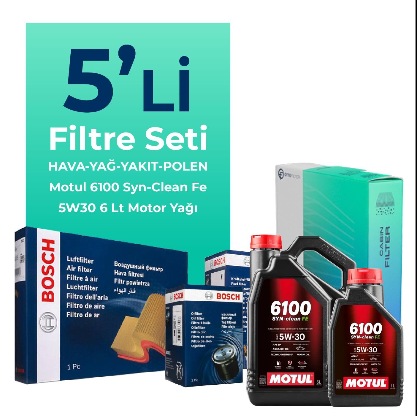 BOSCH Citroen Jumper 2.2 Dizel Filtre Bakım Seti Motul Motor Yağlı (2014-2016) 5 Li