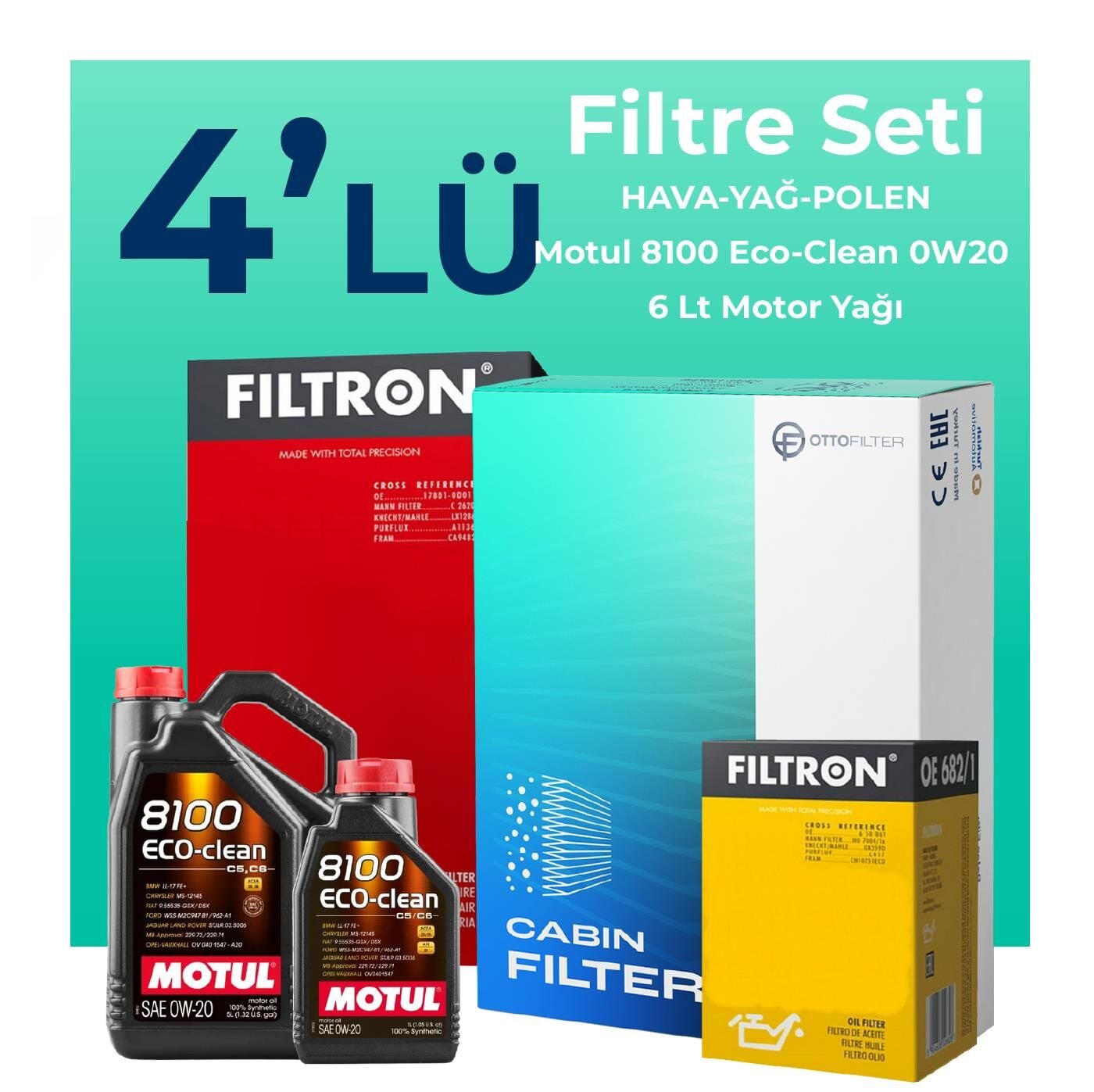 Filtron Mercedes GLC220 Dizel Filtre Bakım Seti Motul Motor Yağlı (2023-2025) 4 Lü