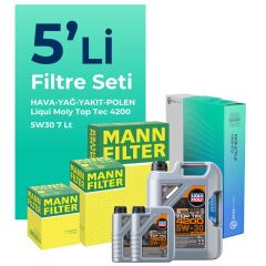 MANN Mitsubishi L200 2.2 Dizel Filtre Bakım Seti Liqui Moly Motor Yağlı (2018-2022) 5 Li