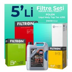 Filtron Peugeot 3008 1.6 BlueHDi Dizel Filtre Bakım Seti Liqui Moly Motor Yağlı (2014-2016) 5 Li