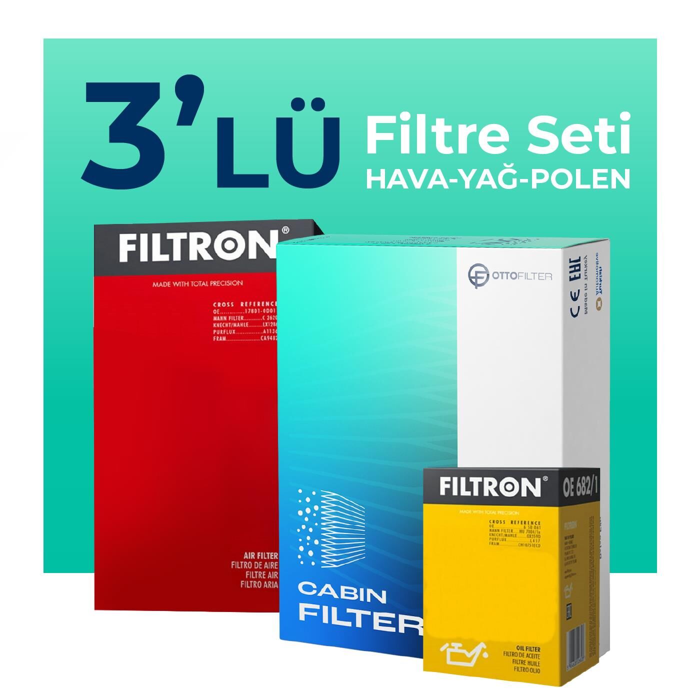 Filtron Ford Fiesta 1.6 Dizel Filtre Bakım Seti (2009-2013) 3 Lü