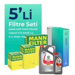 MANN Jaguar XF 2.2 Dizel Filtre Bakım Seti Castrol Motor Yağlı (2010-2015) 5 Li