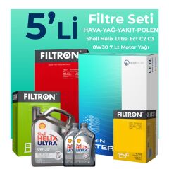 Filtron Peugeot Boxer 2.2 Dizel BLUEHDi Filtre Bakım Seti Shell Motor Yağlı (2019-2024) 5 Li