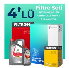 Filtron Nissan Qashqai 1.3 Benzin Filtre Bakım Seti Castrol Motor Yağlı (2019-2023) 4 Lü