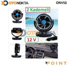 VANTİLATÖR PLASTİK DÖNERLİ  TEKLİ 12V SİYAH POİNT