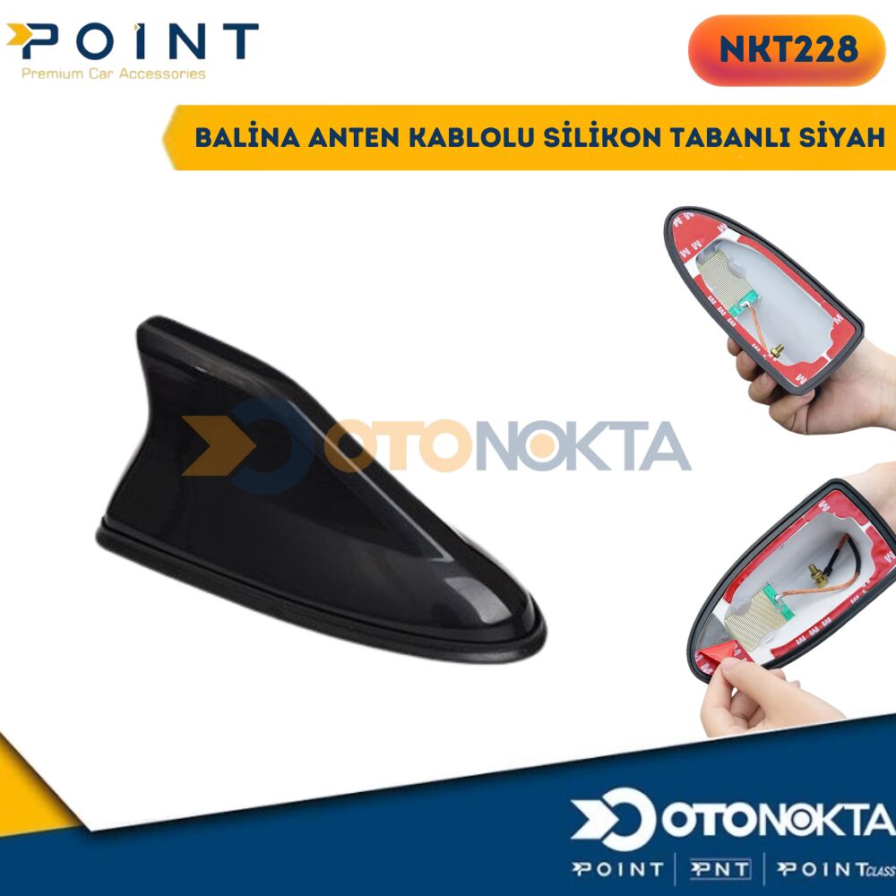 BALİNA ANTEN KABLOLU SİLİKON TABANLI SİYAH