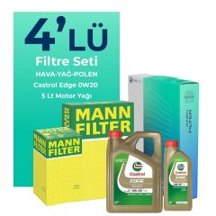 MANN Mercedes A200 Benzin Filtre Bakım Seti Castrol Motor Yağlı (2018-2024) 4 Lü