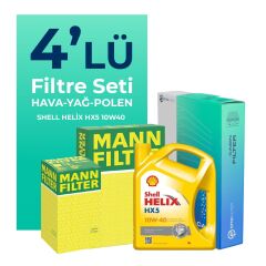 MANN Fiat Punto 1.4 Benzinli Filtre Bakım Seti Shell Motor Yağlı (2005-2011) 4 Lü
